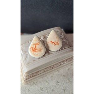 Enamel Orange Cream Swirled Earrings